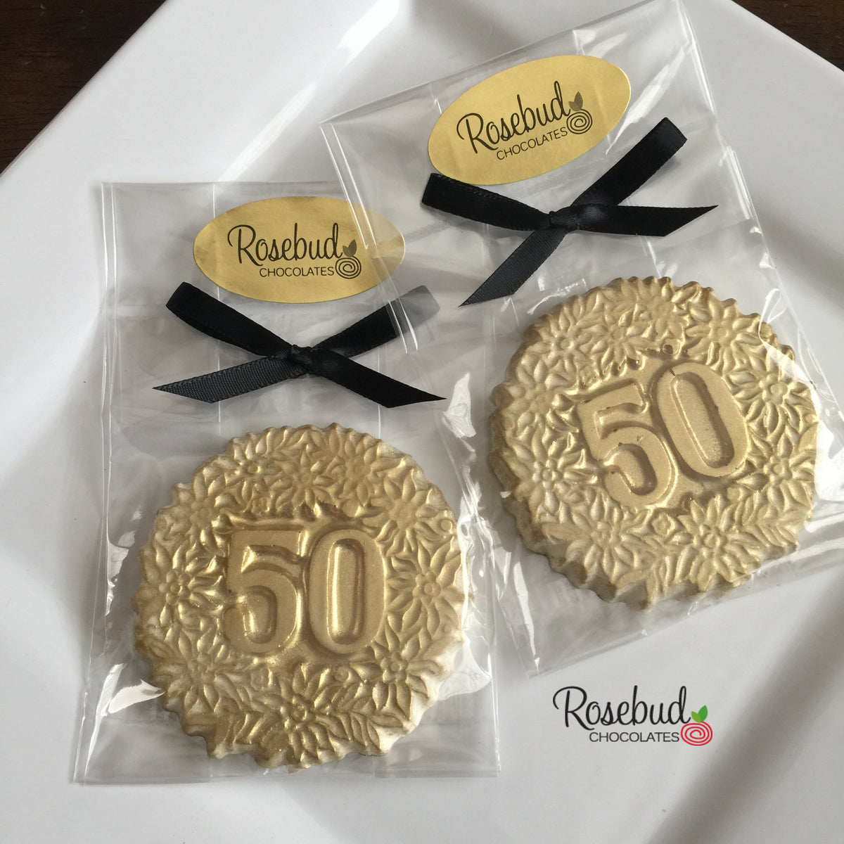 Black and Gold Birthday or Anniversary Sugar Cookies 