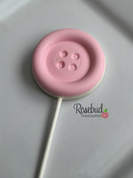 12 BUTTON Large Chocolate Lollipops Candy Baby Shower Party Favors